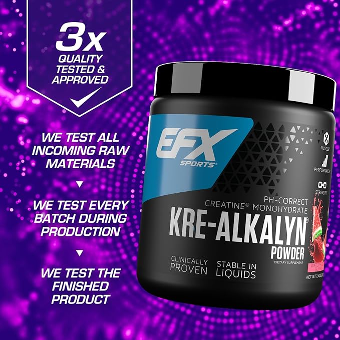 EFX Sports Kre-Alkalyn EFX Powder | pH Correct Creatine Monohydrate Powder Supplement | Strength, Muscle Growth & Performance | 116 Servings (Watermelon Gummy)