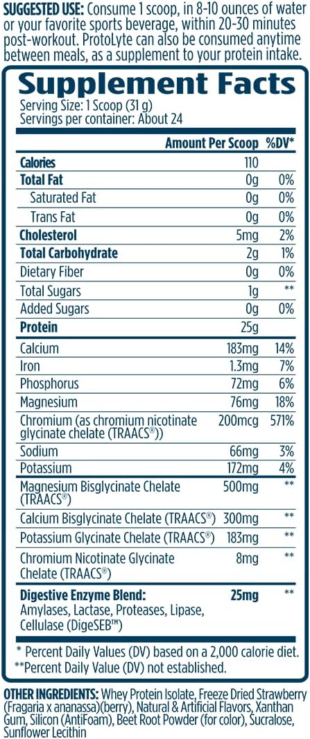 VMI Sports | Protolyte Whey Isolate Protein Powder | Low-Calorie Whey Protein Powder for Weight Loss | Protein Powder for Muscle Gain | Non-GMO (Strawberry Milkshake, 1.6 Pounds)