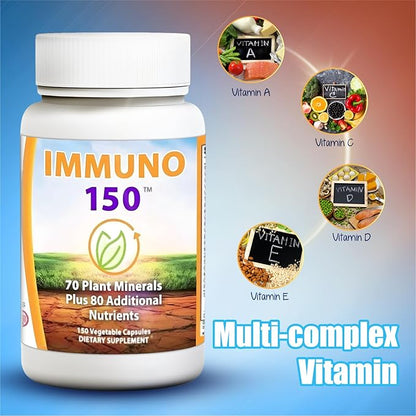 IMMUNO 150 - IMMUNO 150 Complete Multi - The Ultimate Multivitamin & Immune Support Supplement - Essential Daily Nutrients for Vitality & Wellness - 150 Capsules (1 Bottle)