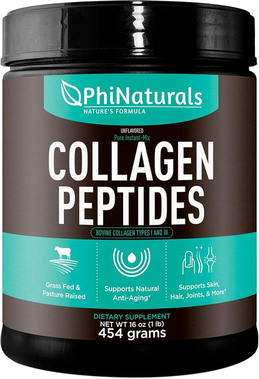 PhiNaturals Hydrolyzed Collagen Peptides Powder (unflavored) for Women and for Men - Grass Fed Bovine Beef Collagen