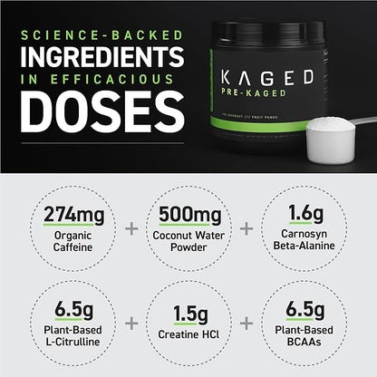 Kaged Original Pre Workout Powder | Berry Blast | Pre-Kaged | Formulated with Creatine, Beta Alanine, Pure Caffeine | 20 Servings