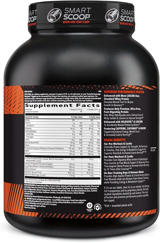GNC AMP Wheybolic Ripped Whey Protein Powder Isolate with BCAA | Targeted Muscle Building and Workout Support Formula | Gluten Free |Chocolate Peanut Butter | 22 Servings