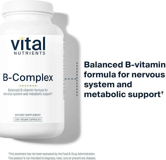 Vital Nutrients Vitamin B-Complex | Vegan High-Potency Methylated B Complex Vitamins | B Vitamins Support Energy Production, Metabolism, and Heart Health* | Gluten, Dairy, Soy Free | 240 Capsules