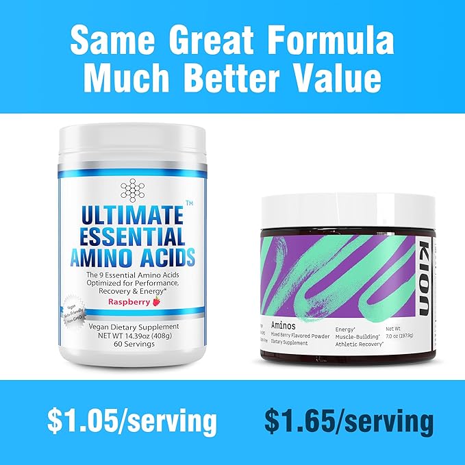 Ultimate 100% EAA Powder [Berry Flavor, 30 (5g) Servings] All 9 Essential Amino Acid Supplement with 40% Leucine in Optimized BCAA Ratio - Increase Energy, Lean Muscle & Recovery - Vegan & Keto