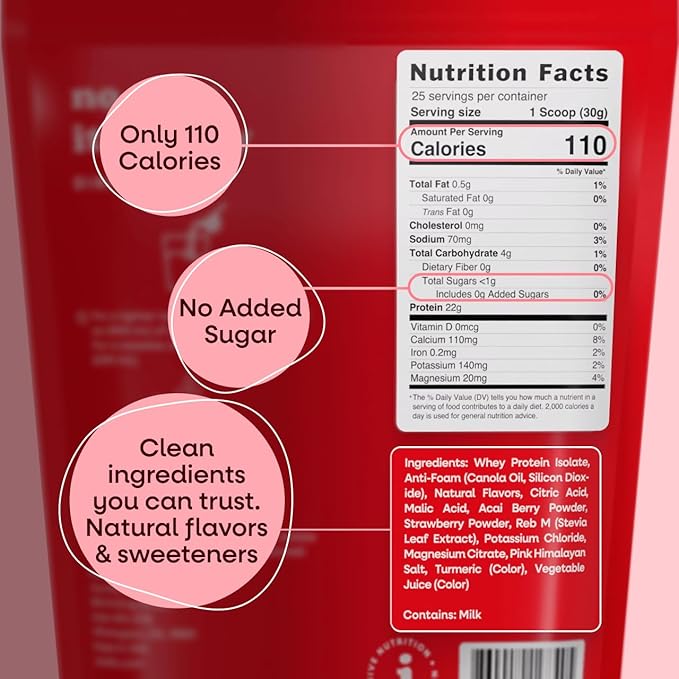 Jive Protein Hydrator Clear Protein Powder - 25 Servings, 22g Protein, 110 Calories & w/Electrolytes - Strawberry Acai Lemonade - Grass Fed Clear Whey Isolate Protein - Clear Whey Protein Powder