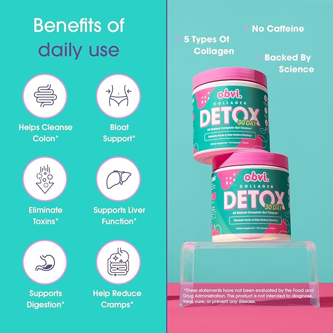 Obvi Detox Colon Cleanse Supplement | Promotes Digestive and Gut Health, Bloating Relief, Helps Remove Toxins | Immune Support with Milk Thistle, Psyllium Husk, Senna Leaf | 90 Capsules | 30 Servings