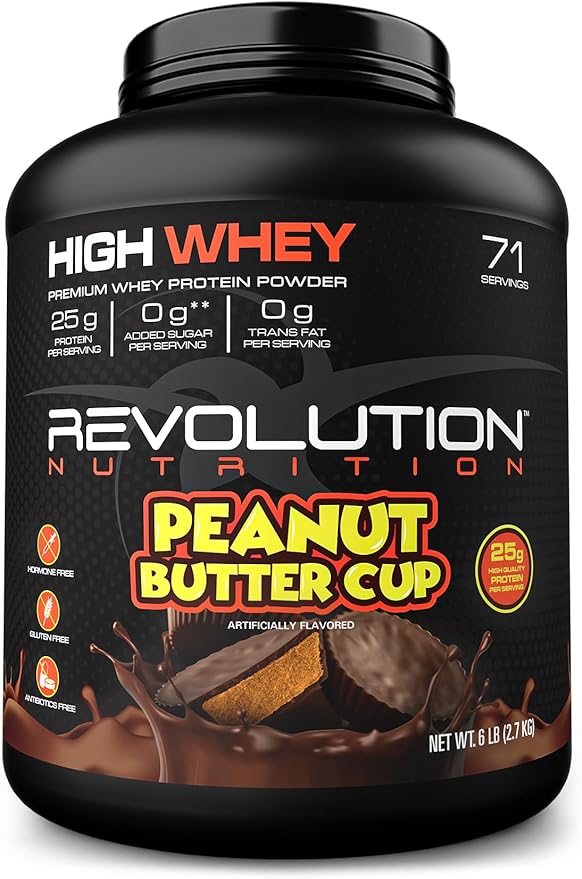 High Whey, Protein Powder, Whey Isolate, Gluten Free, Lean Muscle Mass for Men & Women, 25g of Protein Per Scoop, 2.7kg, 73 Servings (Peanut Butter Cup, 6 Pound)