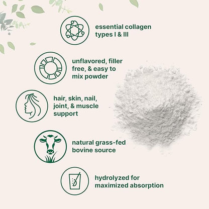Micro Ingredients Hydrolyzed Collagen Peptides Powder, 1lb | Grass Fed Bovine Collagen for Women & Men | Type I & III Unflavored | Easy Mixing Vital Nutrients for Healthy Hair, Skin & Joints