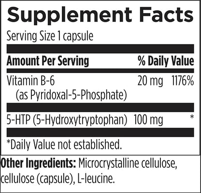 Designs for Health 5-HTP 100mg with Vitamin B6 (P-5-P) - 5-HTP Supreme 100 mg Supplement - Serotonin Precursors to Help Support Healthy Mood + Appetite (60 Capsules)