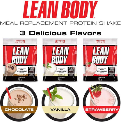 Labrada Nutrition Lean Body Hi-Protein Meal Replacement Shake, Chocolate, 2.78 Ounce (Pack of 20) Packets
