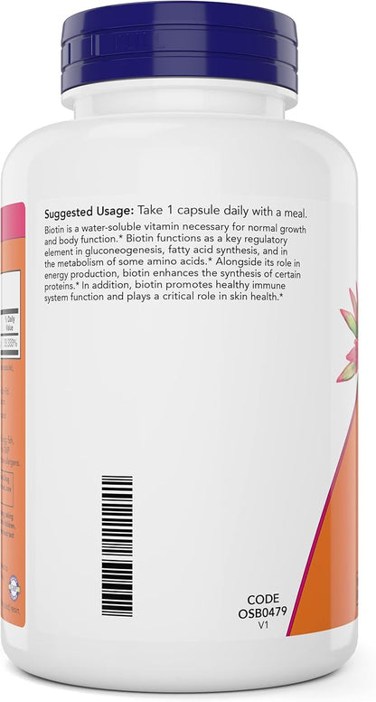 NOW Foods Extra Strength Biotin 10000mcg / 10 mg - 200 Count - Hair, Skin, Nail - Supplement for Men and Women - B7 Vitamin - Vegetarian, Vegan, Non-GMO