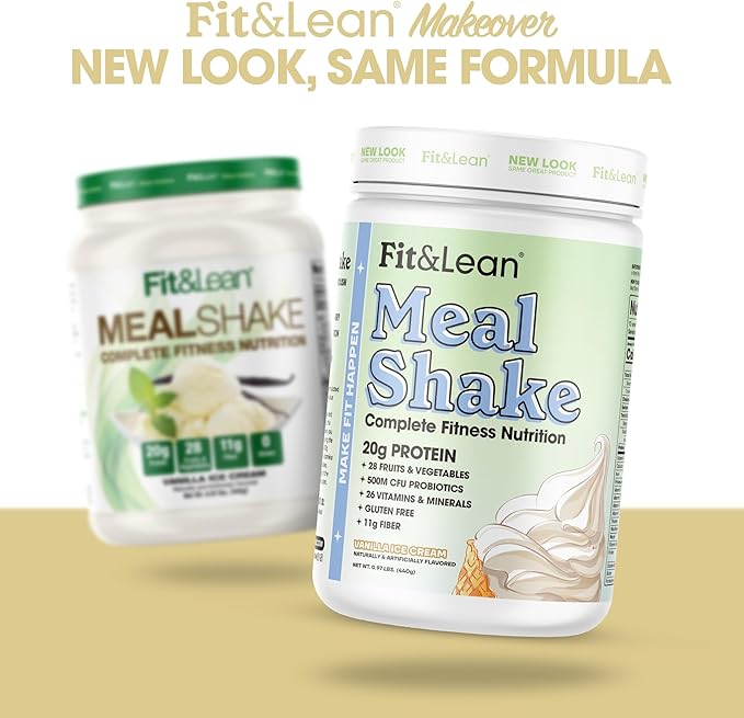 Fit & Lean Meal Shake, Fat Burning Meal Replacement, Protein, Fiber, Probiotics, Vanilla, 1lb, 10 Servings Per Container