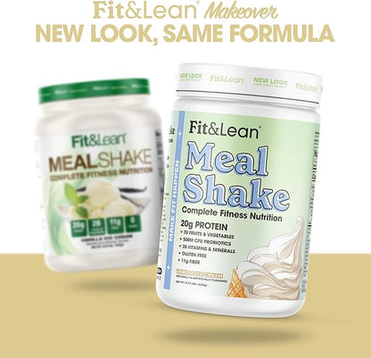 Fit & Lean Meal Shake, Fat Burning Meal Replacement, Protein, Fiber, Probiotics, Vanilla, 1lb, 10 Servings Per Container