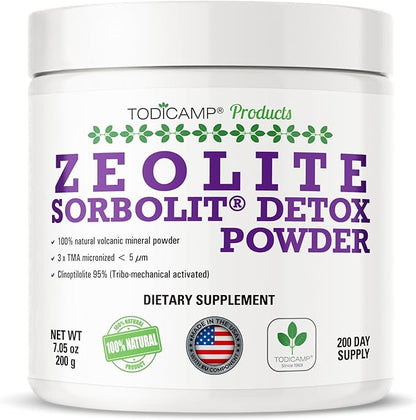 Sorbolit Zeolite Detox Powder - 7.05oz Clinoptilolite Zeolite Powder Sorbolit- 1-2 µm Zeolite Clinoptilolite Powder Supplement for Liver Detox - 200 Days Supply