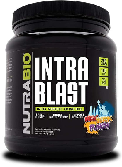 NutraBio Intra Blast BCAA EAA Electrolyte and Hydration Powder - Amino Acid Supplement, EAA/BCAA Powder - Non-GMO and Gluten Free - New York Punch - 30 Servings