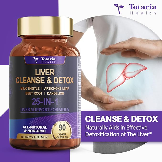 Liver Cleanse Detox & Repair 25-in-1 with Milk Thistle,Dandelion Root,Beetroot, Artichoke Extract for Liver Health Herb Liver Support Supplement Vitamins Zinc, Choline 90 Vegan Capsules