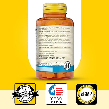 MASON NATURAL Calcium 600 mg with Vitamin D3 - Supports Healthy Bones, Strengthens Muscle Function, Coffee Mocha Flavor, 100 Chewables (Pack of 3)