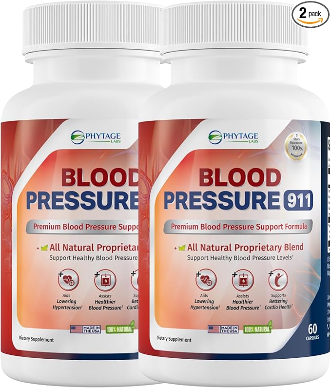 Blood Pressure 911 Premium Supplement - BP Support Pills. 2 Pack