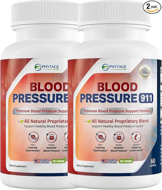 Blood Pressure 911 Premium Supplement - BP Support Pills. 2 Pack