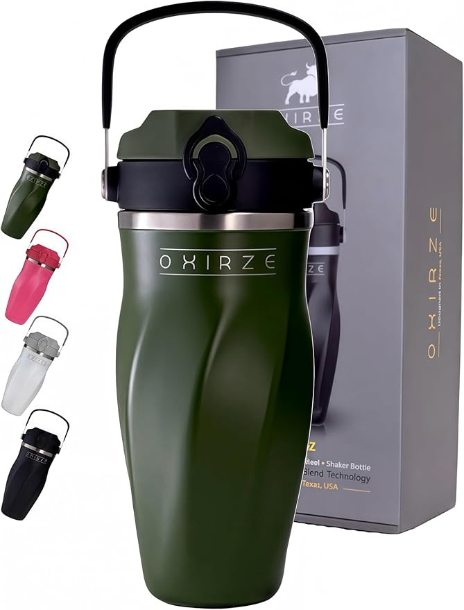 Shaker Bottle –26oz Double Wall Stainless Steel, No Mixing Tools Needed,Ideal for Protein Shakes,Water, Smoothies, Cocktails –Leak-Proof, Copper-Insulated, BPA-Free (Steel Commando)