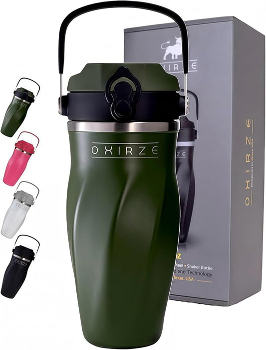 Shaker Bottle –26oz Double Wall Stainless Steel, No Mixing Tools Needed,Ideal for Protein Shakes,Water, Smoothies, Cocktails –Leak-Proof, Copper-Insulated, BPA-Free (Steel Commando)