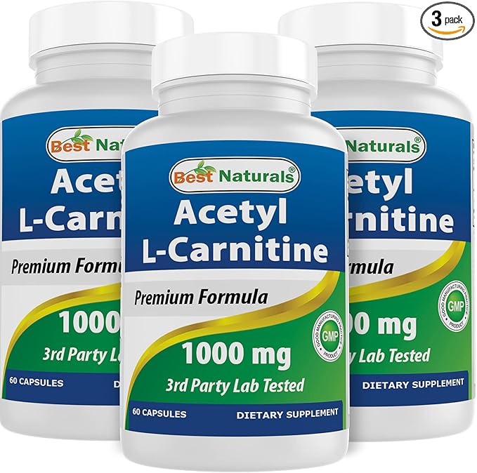 Best Naturals Acetyl L-Carnitine 1000 mg 60 Capsules (60 Count (Pack of 3))