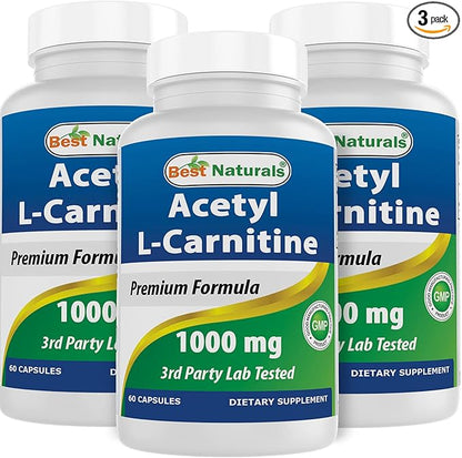 Best Naturals Acetyl L-Carnitine 1000 mg 60 Capsules (60 Count (Pack of 3))