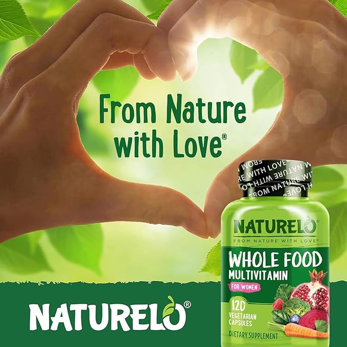 NATURELO Whole Food Multivitamin for Women - with Vitamins, Minerals, & Organic Extracts - Supplement for Energy and Heart Health - Vegan - Non GMO - 120 Capsules
