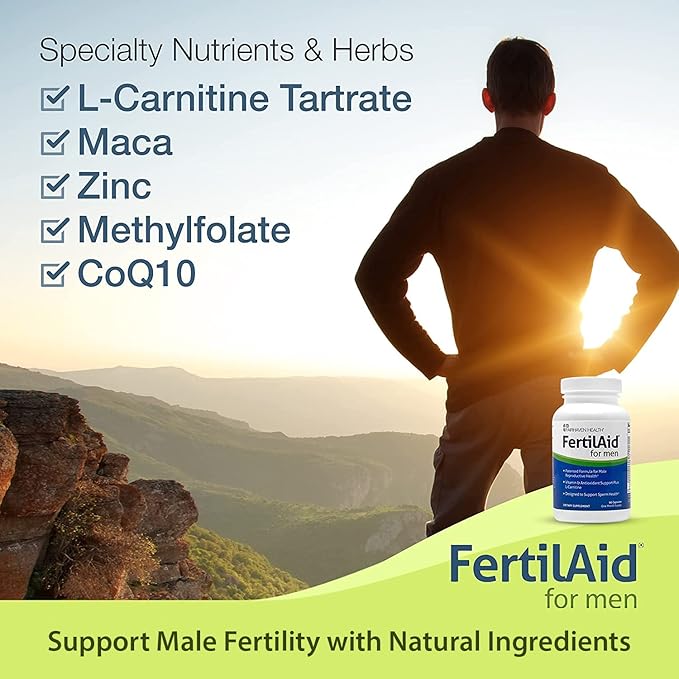 Fairhaven Health 3 Month Supply FertilAid for Men Prenatal Male Fertility Supplement | Count and Motility Support Pre Conception for Him | Fertility Support Includes, Zinc, and Folate | 90 Capsules