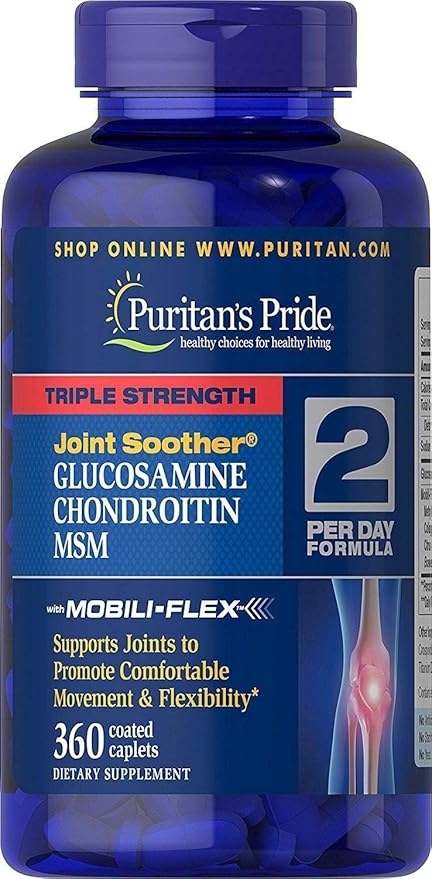 Puritan's Pride Glucosamine Chondroitin MSM, Dietary Supplement for Joint Health , 6 Month Supply, 360 Coated Tablets