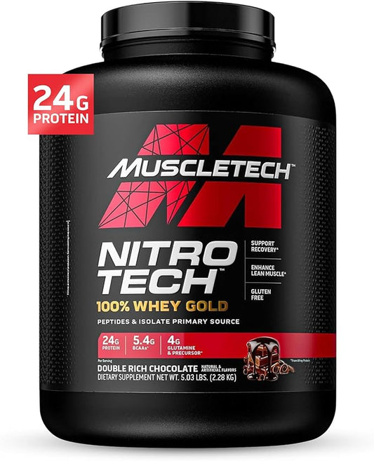Muscletech Whey Protein Powder | MuscleTech Nitro-Tech Whey Gold Protein Isolate Smoothie Mix for Muscle Gain | Chocolate, 5 lbs (69 Serv) (package varies)