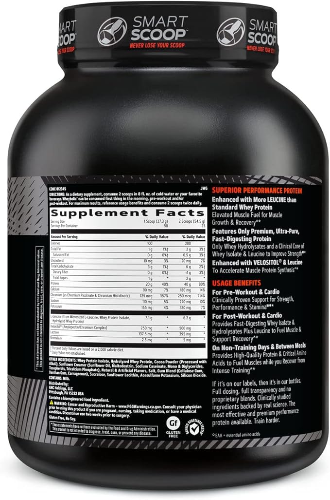 GNC AMP Wheybolic Whey Protein Powder Isolate with BCAA| Targeted Muscle Building and Workout Support Formula | Gluten Free | Chocolate Fudge | 25 Servings