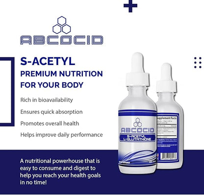 S-Acetyl L-Glutathione 95 mg, 4 Oz Liquid, 240 Servings, Made in USA, Quick Absorption, Quality Potent Ingredients, Non-GMO, GMP Certified, Cruelty-Free Products