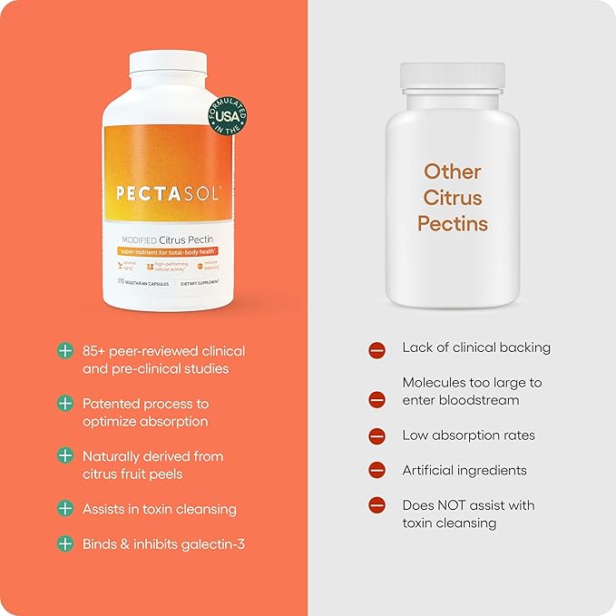 PectaSol Modified Citrus Pectin – 270 Capsules – Total-Body Health Supplement to Support the Heart, Immune System, Inflammation Response & Healthy Aging + Maintain Healthy Galectin-3 Levels
