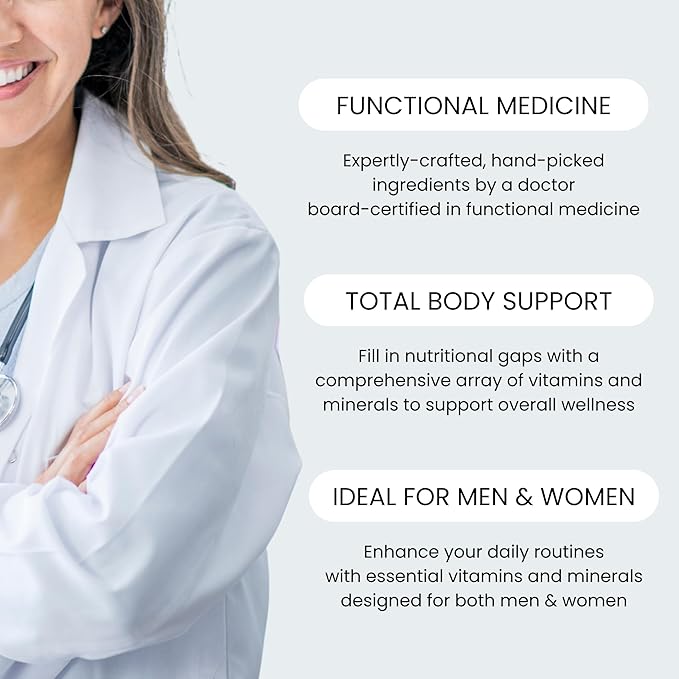 Multi Dietary Supplement – Integrative Functional Health Formula, 60-Day Supply, Complete Multivitamin for Men and Women