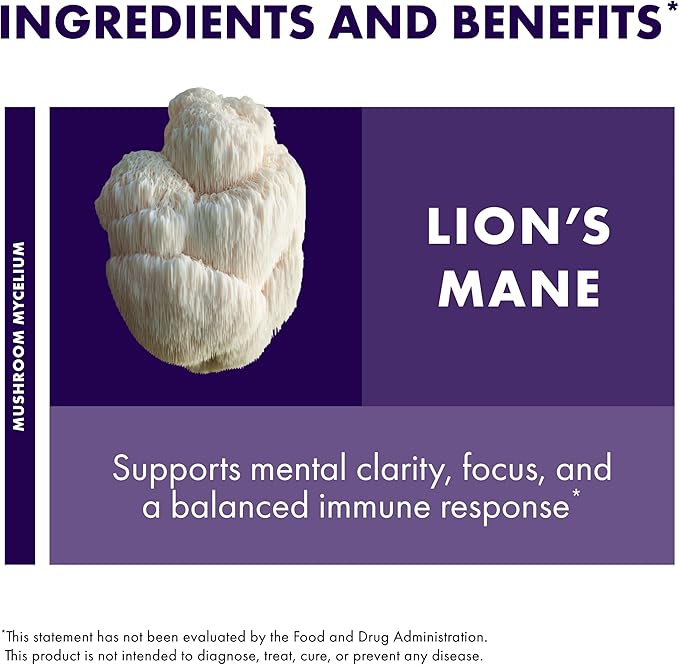 Host Defense Lion's Mane Extract - Brain Health Support Supplement - Mushroom Supplement to Support Focus & Memory Function - Immune & Nervous System Support Supplement - 1 fl oz (30 Servings)*