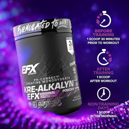 EFX Sports Kre-Alkalyn EFX Powder | pH Correct Creatine Monohydrate Powder Supplement | Strength, Muscle Growth & Performance | 266 Servings (Unflavored)