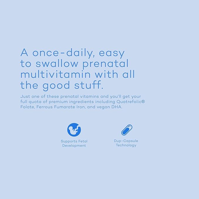 Premama Prenatal Vitamins with DHA and Folate - Once Daily Multivitamin for Women, Fertility Support Supplement, Non GMO, Vegan, Gluten Free, Choline for Brain Development , 28 Capsules (Pack of 3)