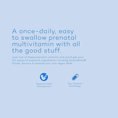Premama Prenatal Vitamins with DHA and Folate - Once Daily Multivitamin for Women, Fertility Support Supplement, Non GMO, Vegan, Gluten Free, Choline for Brain Development , 28 Capsules (Pack of 3)