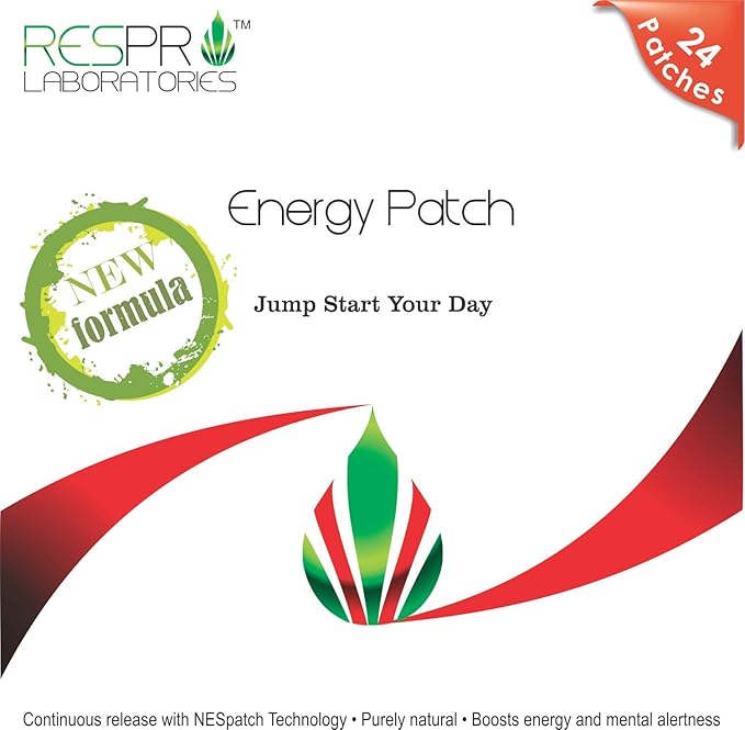 New Energy Patch with B12, Natural Guarana, and Black Pepper, Continuous Release - 24 Patches