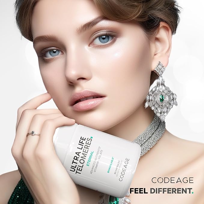 Codeage Ultra Life Telomeres Supplement - 5 MTHF Folate Vitamin B9, Vitamin B12 Methylcobalamin, Vitamin D3, L-Theanine, Ashwagandha - 3-Month Supply - DNA, Methylation Cycle - Non-GMO - 90 Capsules