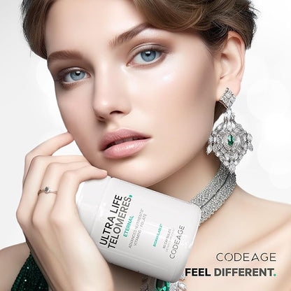 Codeage Ultra Life Telomeres Supplement - 5 MTHF Folate Vitamin B9, Vitamin B12 Methylcobalamin, Vitamin D3, L-Theanine, Ashwagandha - 3-Month Supply - DNA, Methylation Cycle - Non-GMO - 90 Capsules