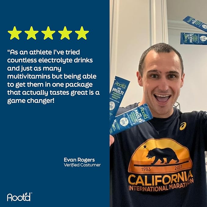 Root'd Multivitamin Powder for Men - 24 Vitamins & Minerals with 3X Electrolytes, 9 Organic Superfoods, Probiotics & Enzymes, Sugar-Free Multivitamin & Hydration | 30 Vitamin Drink Mix Packets