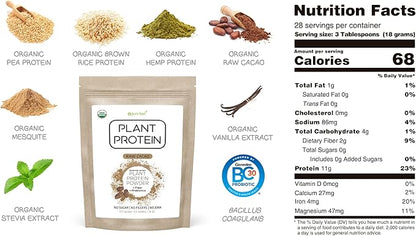 Plant Based Protein Powder with Probiotics | Organic, Clean, All Natural, Vegan, Vegetarian, Whole Superfood Nutritional Supplement with No Additives | Keto (Vanilla + Chocolate)