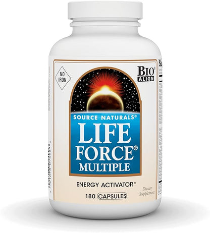 Source Naturals Life Force Multiple, Energy Activator* Iron Free, Daily Multivitamin High Potency Essential Vitamins, Minerals, Antioxidants & Nutrients - 180 Capsules