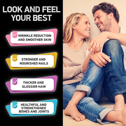 Hydrolyzed Liquid Collagen Peptides and Biotin - Hair Skin and Nails Collagen and Biotin Drops Supplement - Collagen Liquid for Women and Men - Lemon Collagen Type 1 and 3 Biotin Drop - 60ml