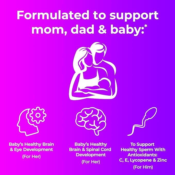 One A Day Men's & Women's Pre-Pregnancy Multivitamin Softgel including Vitamins A, Vitamin C, Vitamin D, B6, B12, Folic Acid & more, 30+30 Count, Supplement for Before, During, and Postnatal