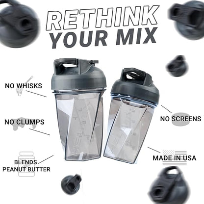 HELIMIX 1.5 Vortex Blender Shaker Bottle Holds Upto 20oz | No Blending Ball or Whisk | USA Made | Portable Pre Workout Whey Protein Drink Shaker Cup | Mixes Cocktails Smoothies Shakes | Top Rack Safe
