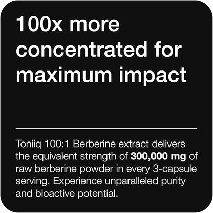 Toniiq Ultra High Strength Berberine 1500mg from The Himalayas Berberine Supplement - 97% Highly Purified and Bioavailable -Wild Harvested-Concentrated Formula HCL -3 Caps Serving-180 Veggie Caps