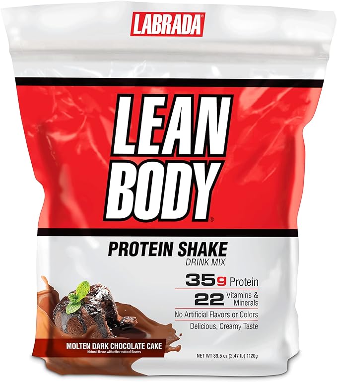 Labrada Lean Body Hi-Protein Meal Replacement Shake, Molten Dark Chocolate Cake PACKAGING MAY VARY